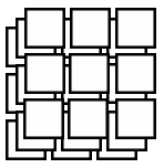 three layers of boxes in 3 x 3 layout meaning multidimensional representation