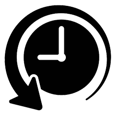 clock icon with a reverse arrow meaning time-travel